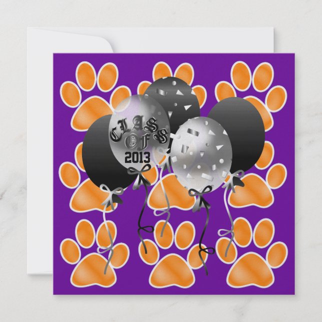 Graduation Tiger Paw Prints - SRF Invitation (Front)