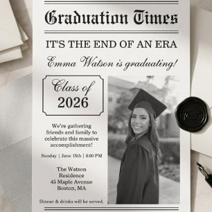 Graduation Times Newspaper graduation party Invitation