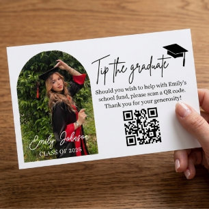 Graduation Tip Card QR Code Money Gift