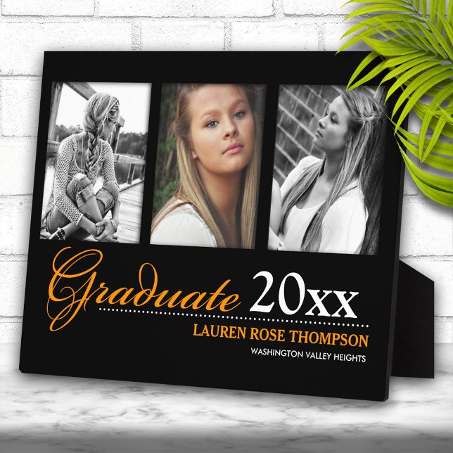 Graduation Trio Photo Collage Keepsake Plaque (Creator Uploaded)