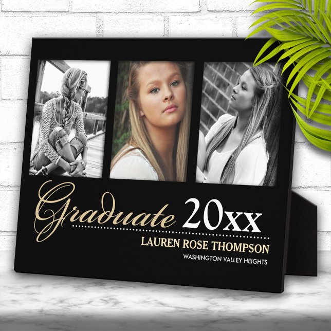 Graduation Trio Photo Collage Keepsake Plaque (Creator Uploaded)