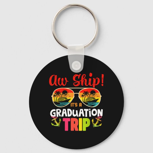 Graduation Trip Retro Summer Sunset Beach Matching Key Ring (Front)