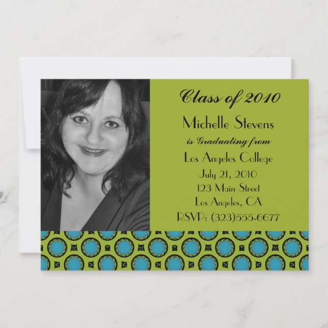 graduation turquoise green invitation (Front)