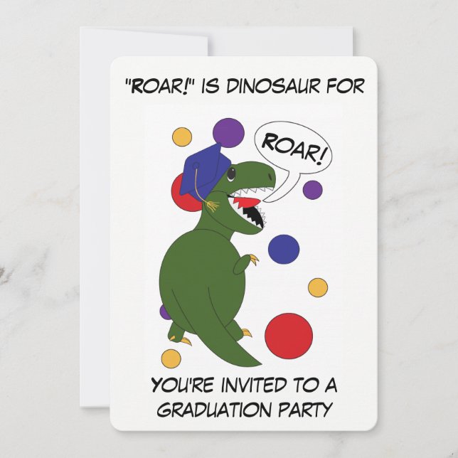 Graduation Tyrannosaurus Rex Custom Personalise Invitation (Front)