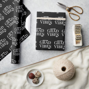 Graduation Vibes Only Black/white Wrapping Paper