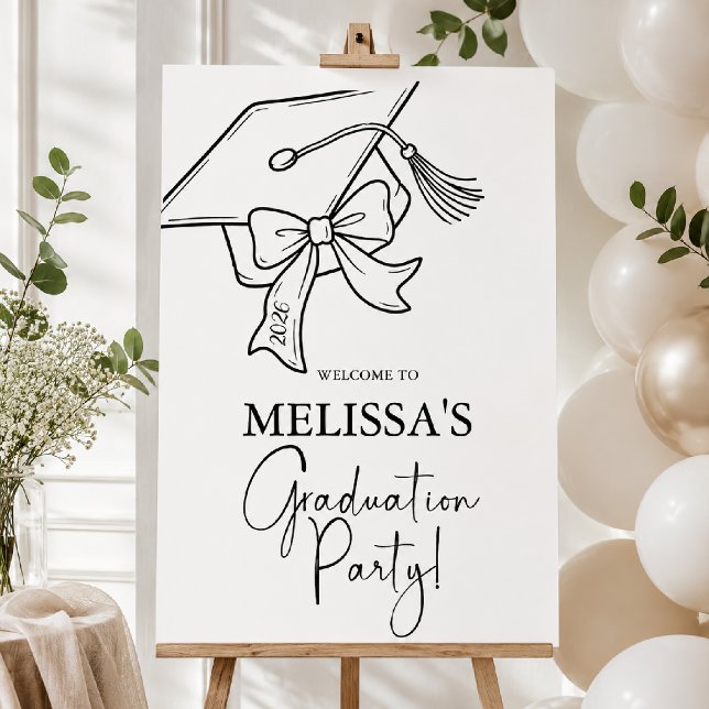 Graduation Welcome Sign, Cap Bow Grad Party Foam B Poster (Creator Uploaded)