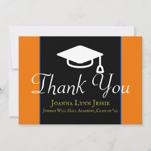 Graduation white Cap Thanks Script Maroon Thank You Card