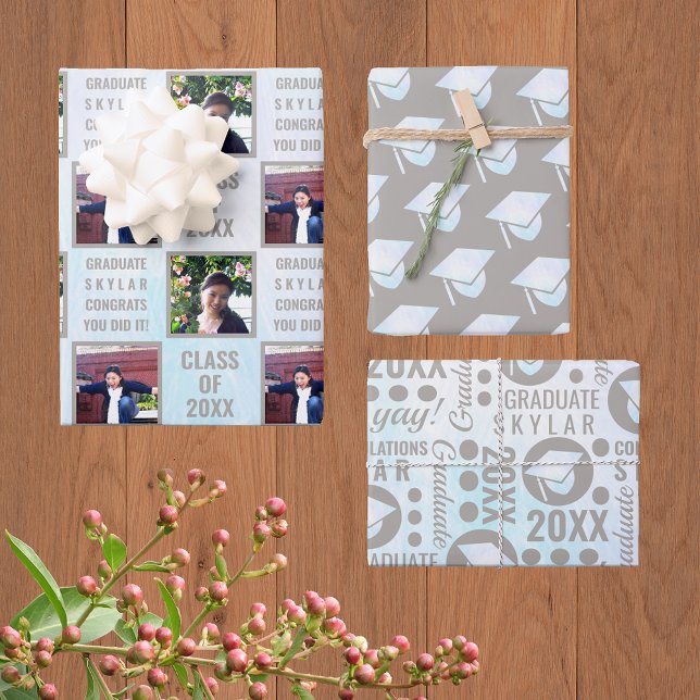 Graduation White Opal Trendy Assortment Photo Wrapping Paper Sheet (Creator Uploaded)