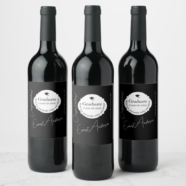 Graduation Wine Label Elegant Custom Keepsake (Bottles)