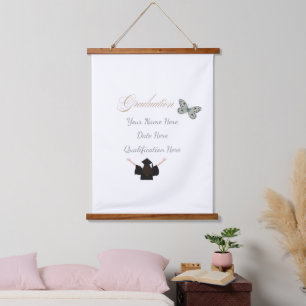 Graduation with Custom Name Date and Qualification Hanging Tapestry