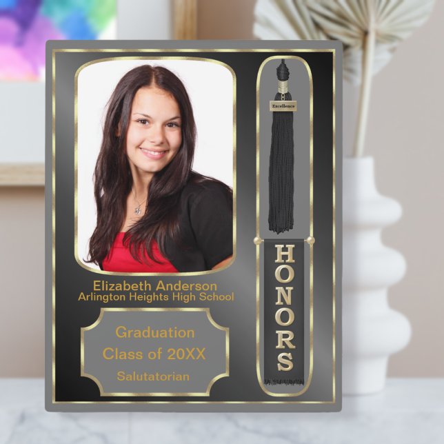 Graduation With Honours Photo Plaque Black Grey (Creator Uploaded)