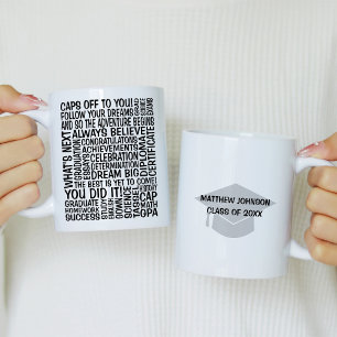 Graduation Word Cloud with Mortorboard Coffee Mug