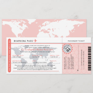  Graduation World Traveller Boarding Pass Invitati Invitation