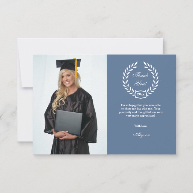 Graduation Wreath Photo Thank You Card (Front)