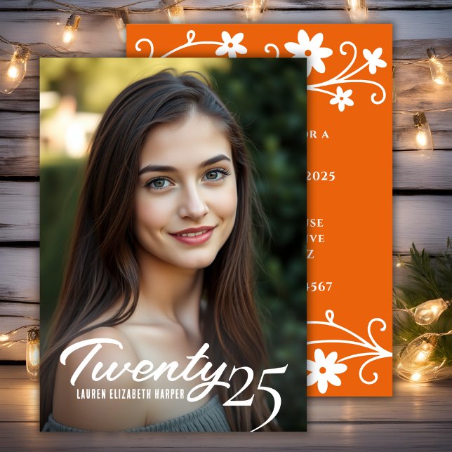 Graduation Year And Photo Orange Graduation Party Invitation (Graduation Year And Photo Orange Graduation Party Invitation)