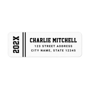 Graduation year college font white return address label