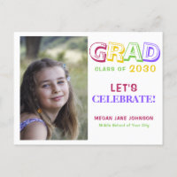 Graduation year colourful middle school grad photo