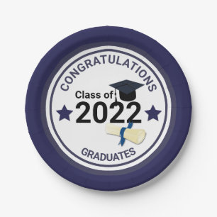 Graduation year elegant class of 2022 paper plate