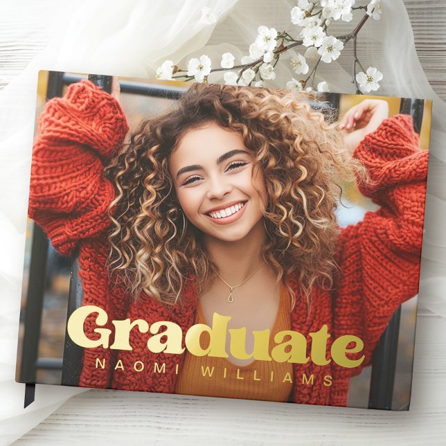 Graduation year photo retro font graduate guest book (Graduation year photo retro font graduate guest book)