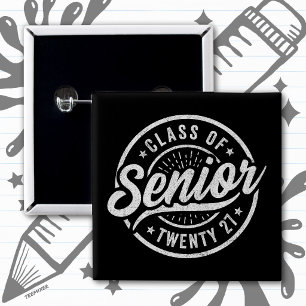 Graduation Year Retro Vintage Senior Class of 2027 15 Cm Square Badge