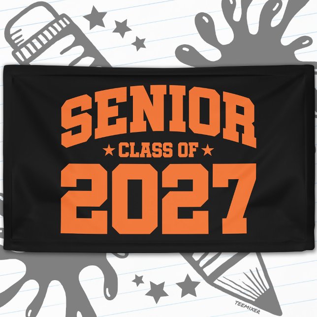 Graduation Year School Orange Senior Class of 2027 Banner (Creator Uploaded)