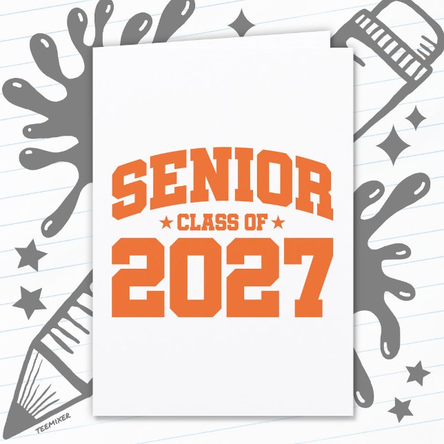 Graduation Year School Orange Senior Class of 2027 Card (Creator Uploaded)