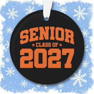 Graduation Year School Orange Senior Class of 2027 Ornament