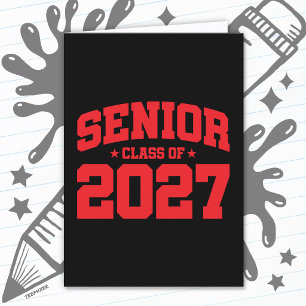 Graduation Year School Red Senior Class of 2027 Card