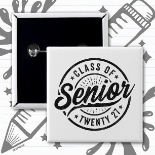 Graduation Year School Retro Senior Class of 2027 15 Cm Square Badge