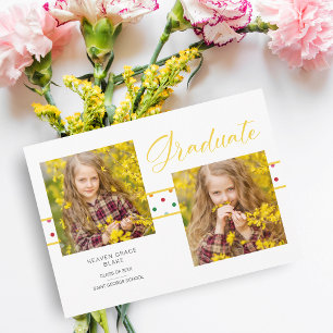 Graduation Yellow Polka Dots Graduate 2 Photos Announcement