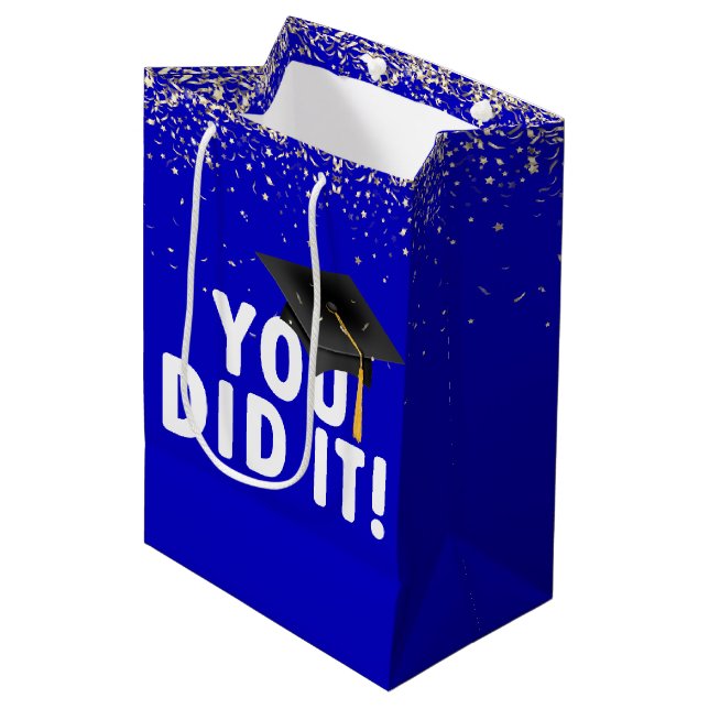 Graduation "You Did It Sign" with Confetti Medium Gift Bag (Front Angled)