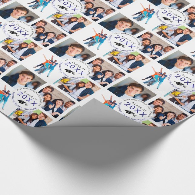 Graduation Your Name Photos and Class Year Wrapping Paper (Corner)