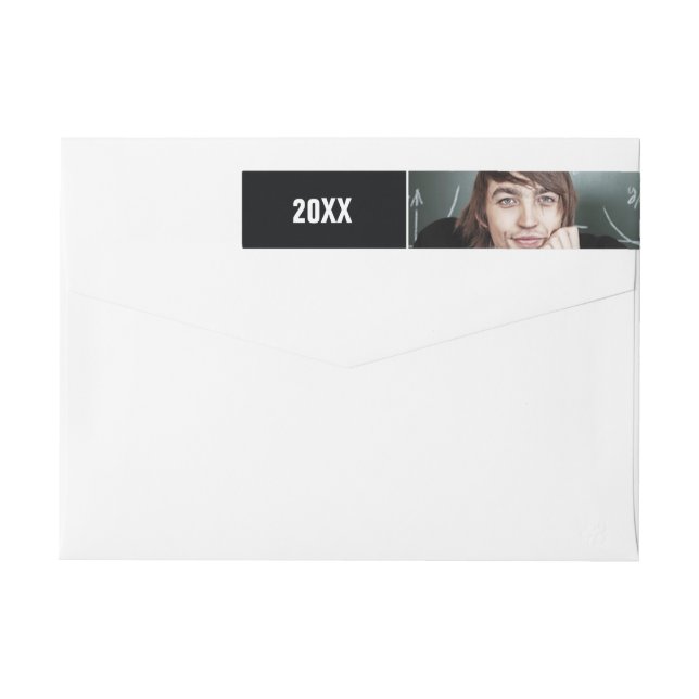 Graduation Your Photo Black With Year Wrap Around Label (Back)