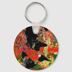 Graffited World Map Key Ring