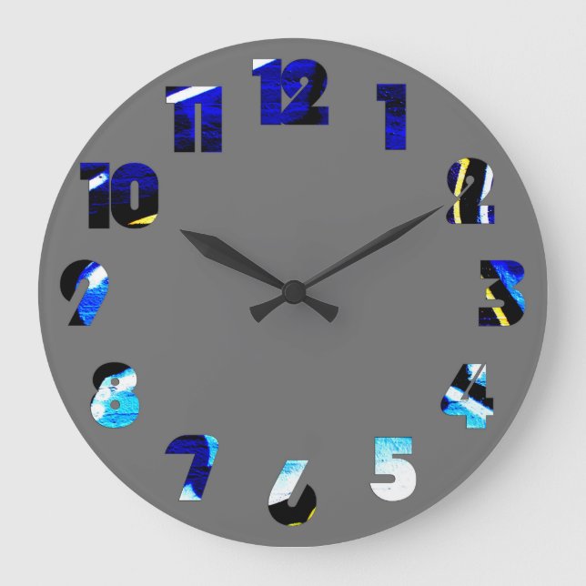 Graffiti 15 Number Overlay wccn Large Clock (Front)