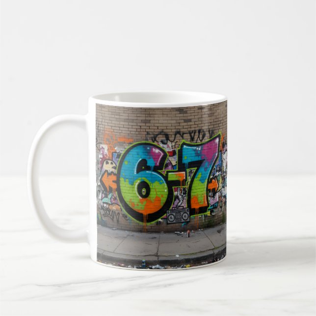 Graffiti 67 Viral Trend/Bold Pop Art Street Style Coffee Mug (Left)