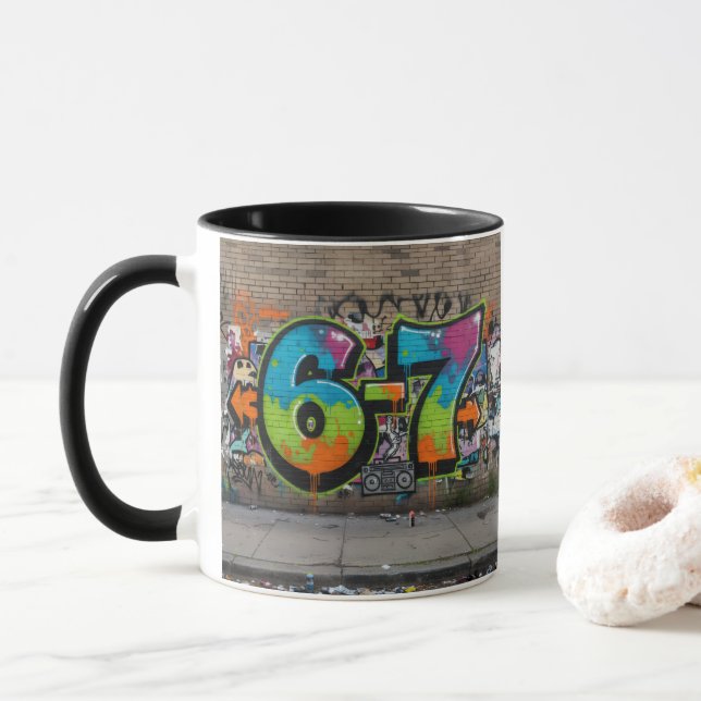 Graffiti 67 Viral Trend/Bold Pop Art Street Style Mug (With Donut)