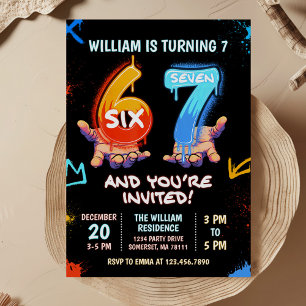 Graffiti 6 7 Meme Trend Six Seven Birthday Party Invitation