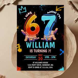 Graffiti 6 7 Meme Trend Six Seven Birthday Party Invitation