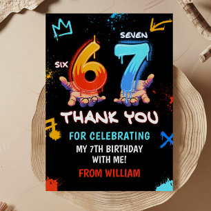 Graffiti 6 7 Meme Trend Six Seven Birthday Party Thank You Card