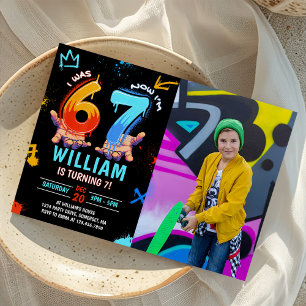 Graffiti 6 7 Meme Trend Six Seven Birthday Photo Invitation