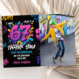 Graffiti 6 7 Meme Trend Six Seven Birthday Photo Thank You Card