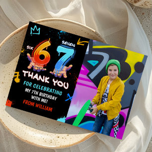 Graffiti 6 7 Meme Trend Six Seven Birthday Photo Thank You Card