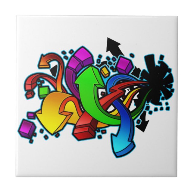 Graffiti Abstract Art Ceramic Tile (Front)