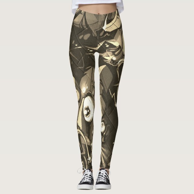 Graffiti Abstract Camo Leggings (Front)