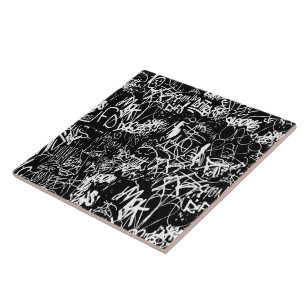 Graffiti Abstract Collage Print Pattern Ceramic Tile