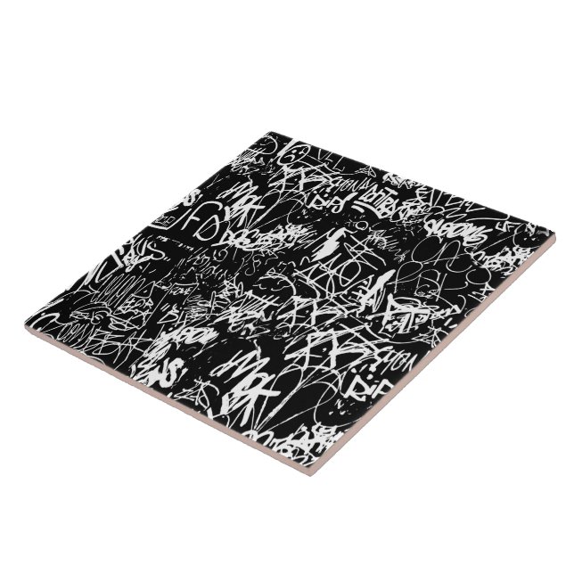 Graffiti Abstract Collage Print Pattern Ceramic Tile (Side)