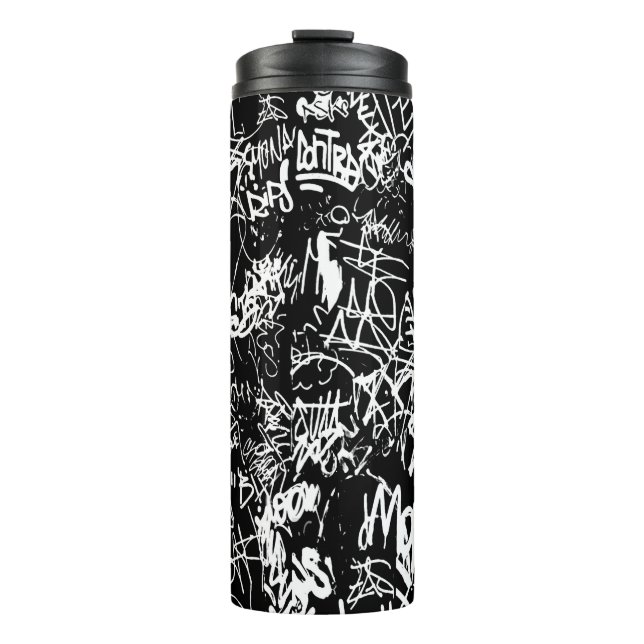 Graffiti Abstract Collage Print Pattern Thermal Tumbler (Front)