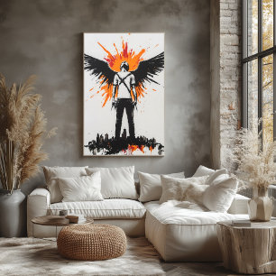 Graffiti Angel with Black Wings – Urban Street Art Poster