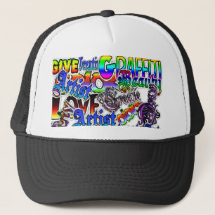 Graffiti Art Black and White and Colourful Hat